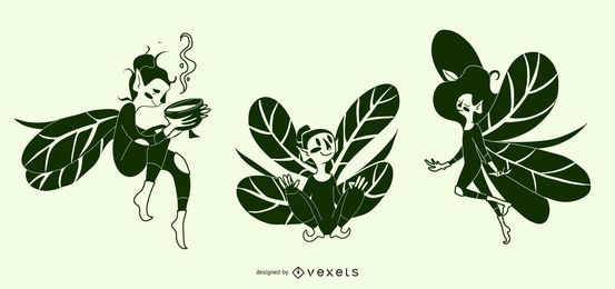 Ilustraciones de silueta de hadas Ilustraciones de silueta de hadas