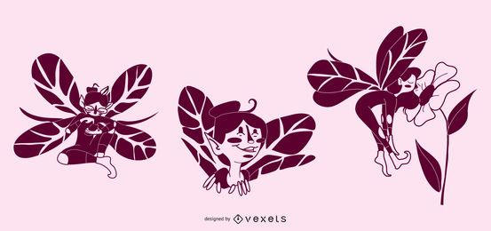 Happy Fairy Vector Set