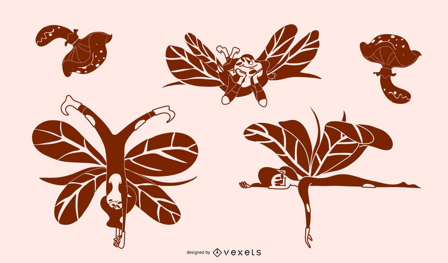 Forest fairies silhouette set Forest fairies silhouette set