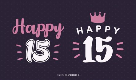 Happy 15 Lettering Set