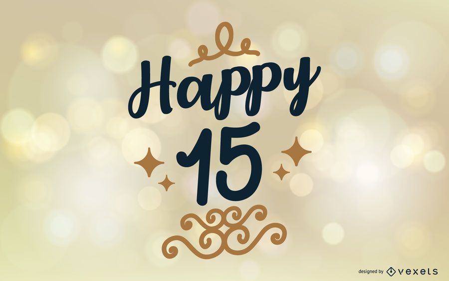 Happy 15 saludo diseño de letras Happy 15 saludo diseño de letras