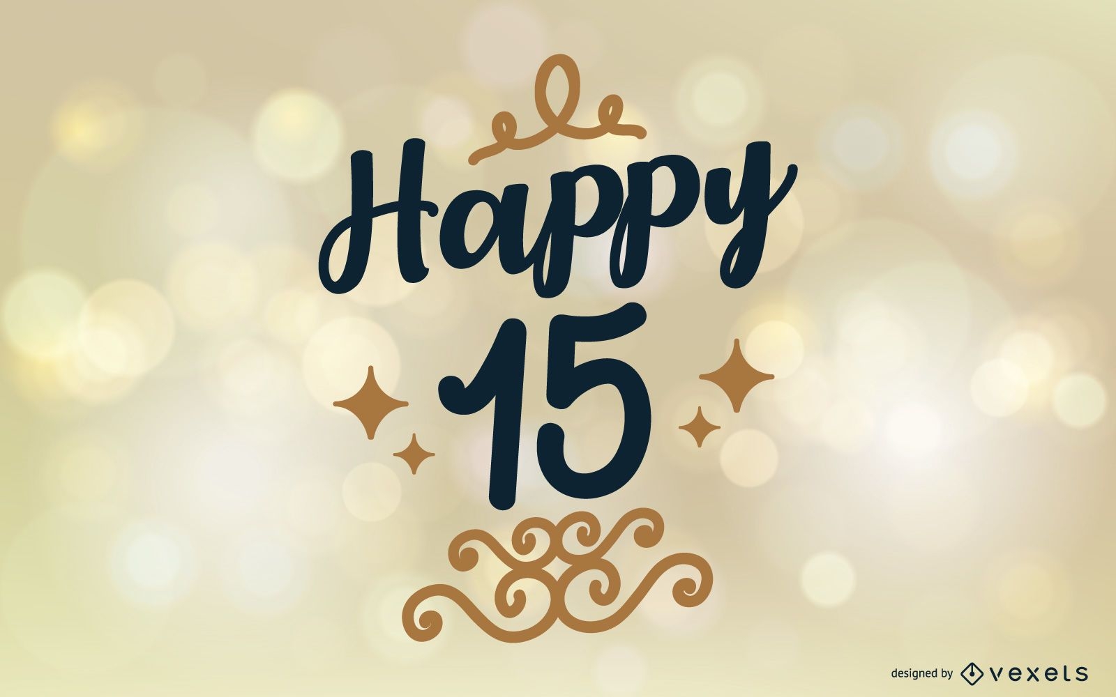 Happy 15 Greeting Lettering Design 