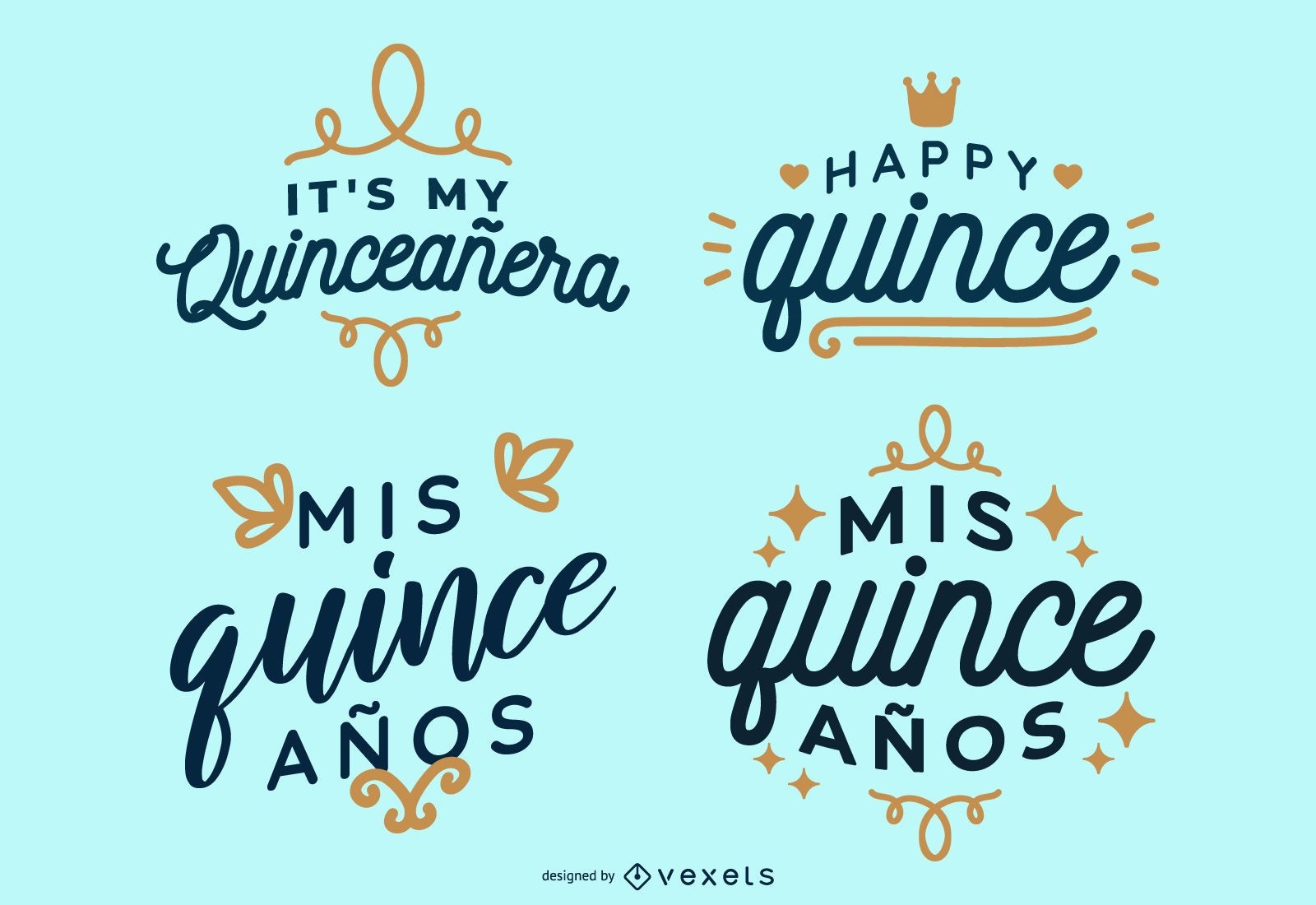 Quince birthday lettering set