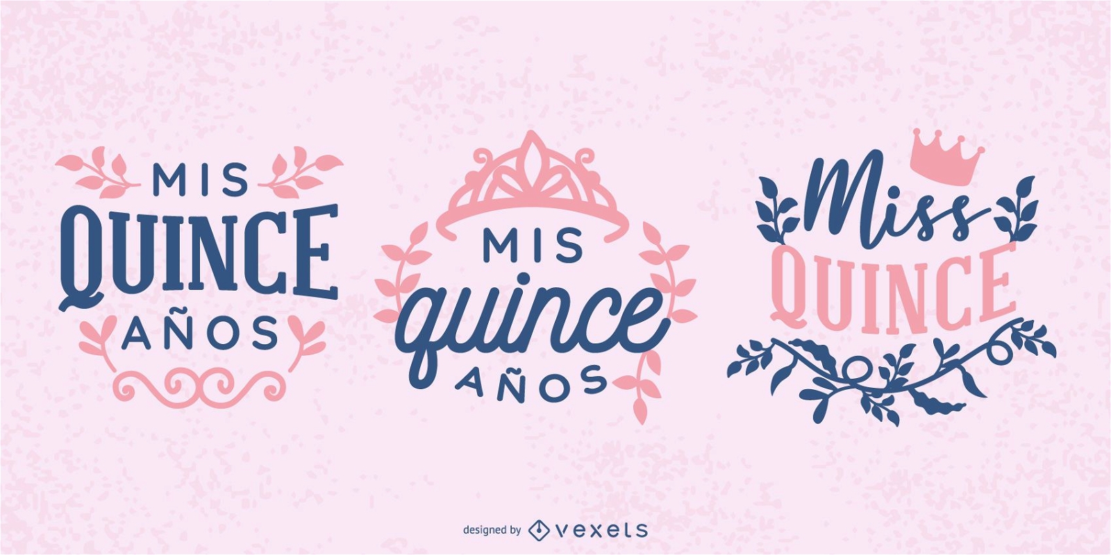Lovely Quinceañera Text Illustrations 
