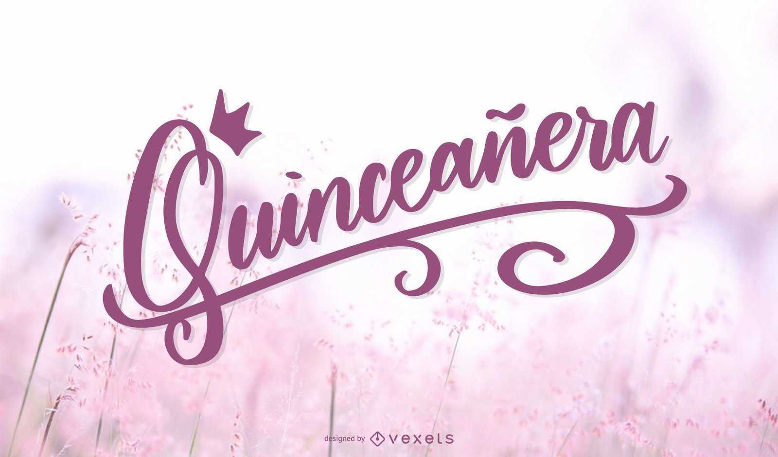 Diseño de letras moradas de quinceañera