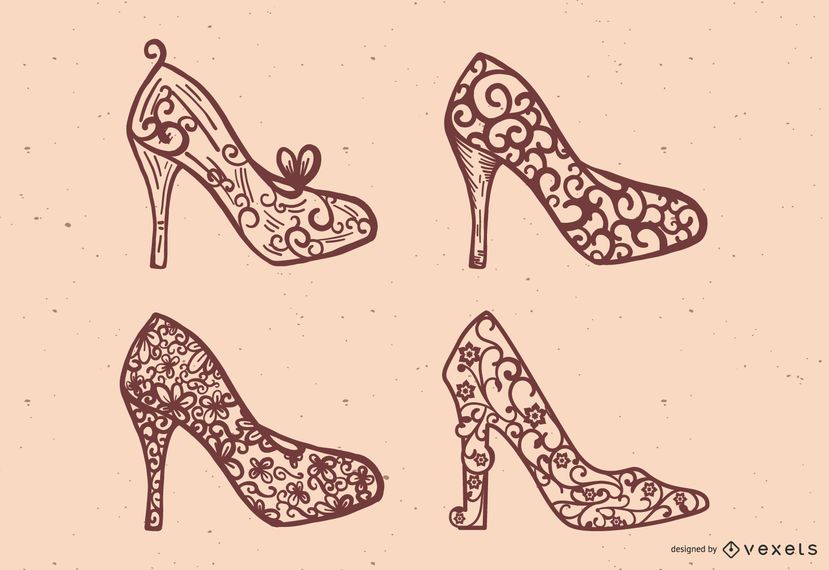 Princess Shoes Vector Set Vector Download