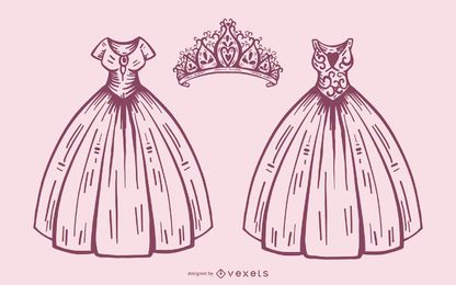 Princess dress and crown set