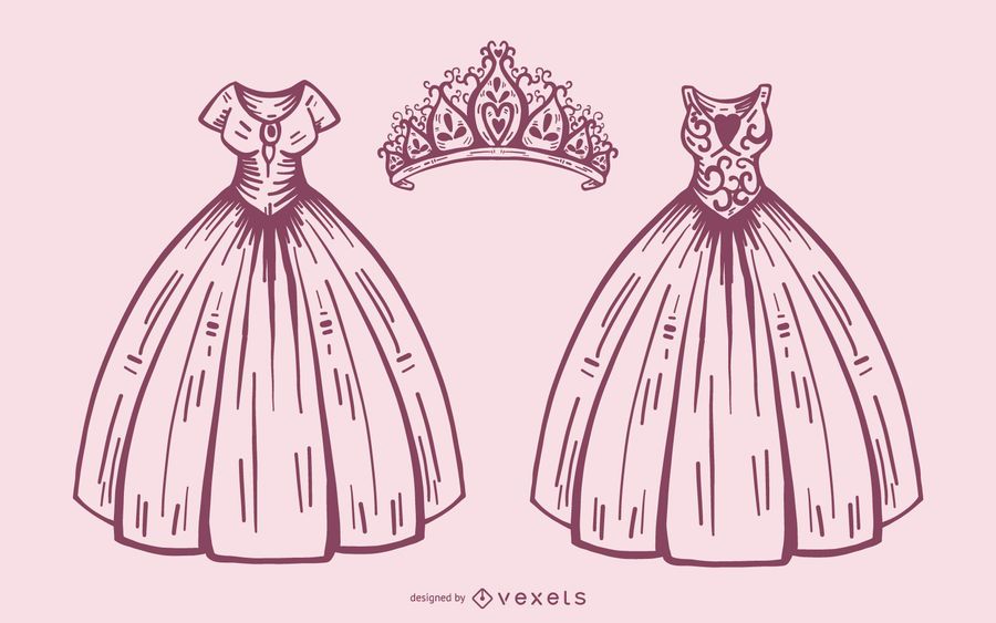 Vestido de princesa e coroa Vestido de princesa e coroa