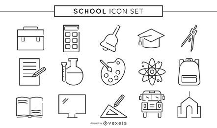 Coleção de ícones de linha escolar