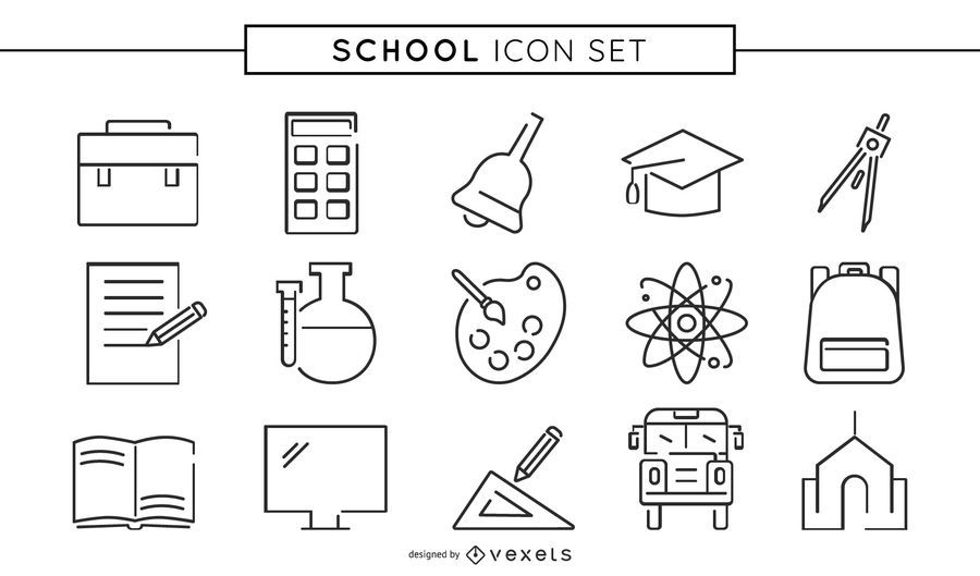 Colección de iconos de línea escolar Colección de iconos de línea escolar