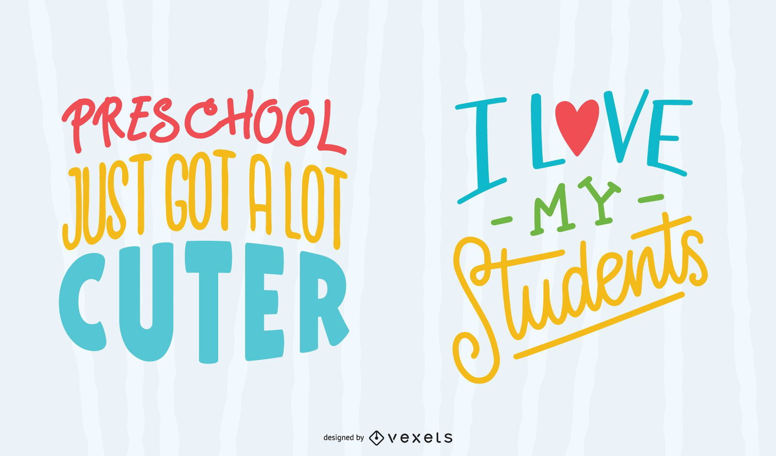 School teacher colorful lettering set