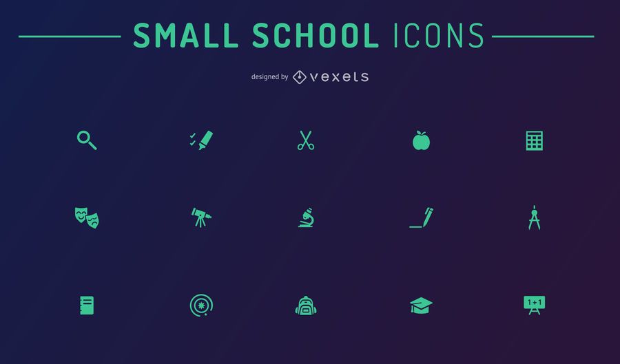 Small school icons set Small school icons set