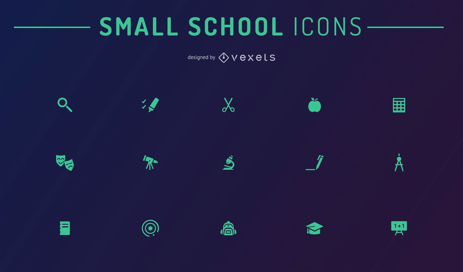 Small school icons set