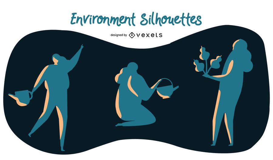 Conjunto de siluetas de medio ambiente Conjunto de siluetas de medio ambiente