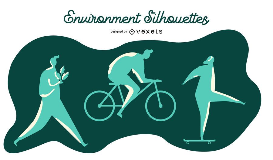 Environment people silhouette set Environment people silhouette set