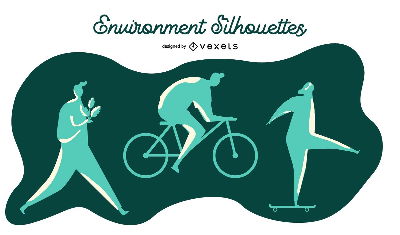 Environment people silhouette set