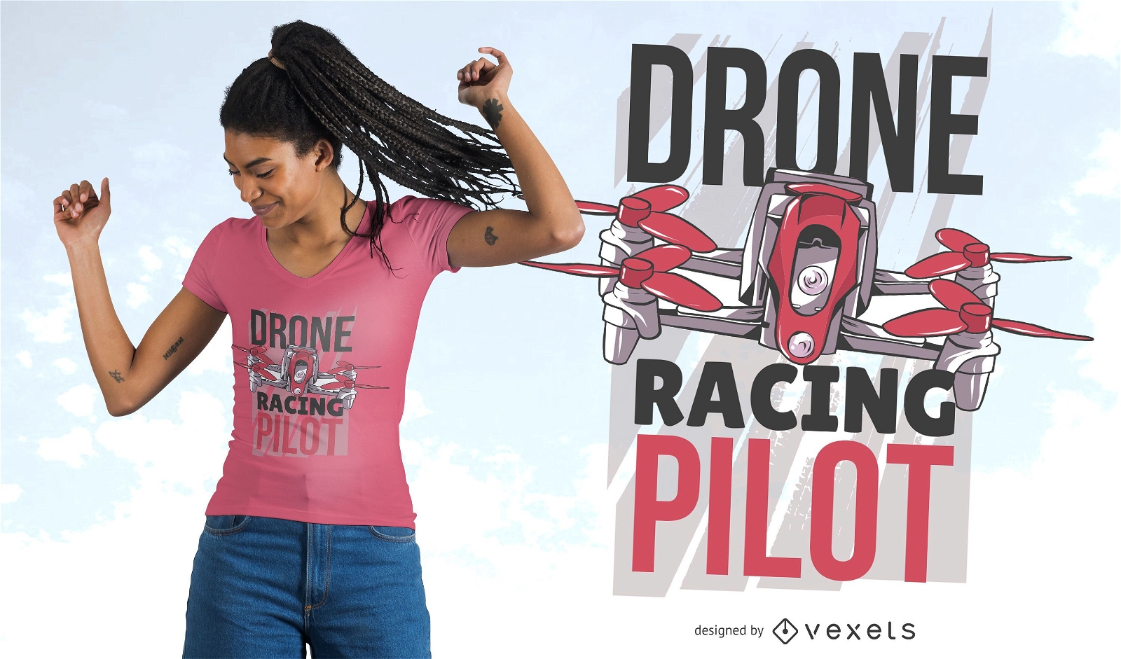 Design de camiseta para piloto de corrida drone