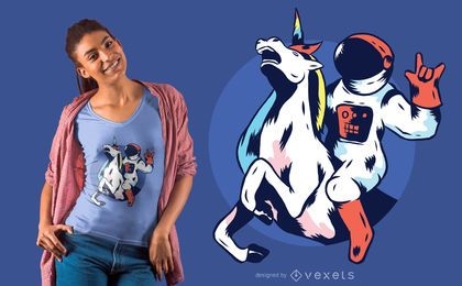 Diseño de camiseta astronauta unicornio
