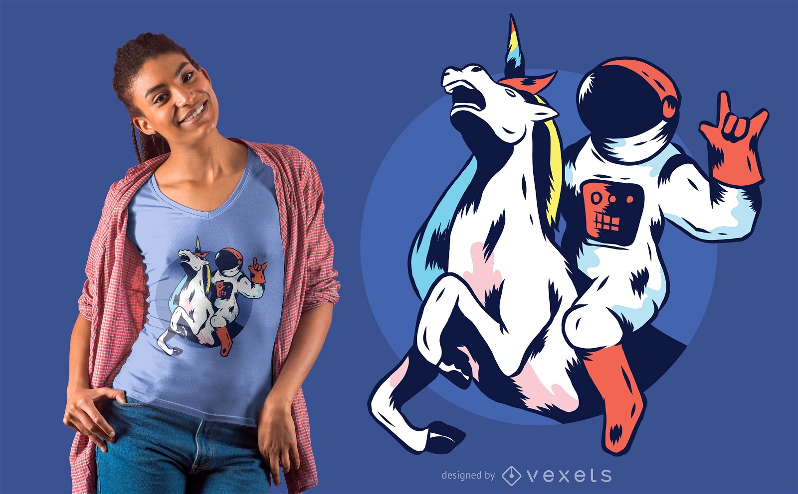 Diseño de camiseta astronauta unicornio