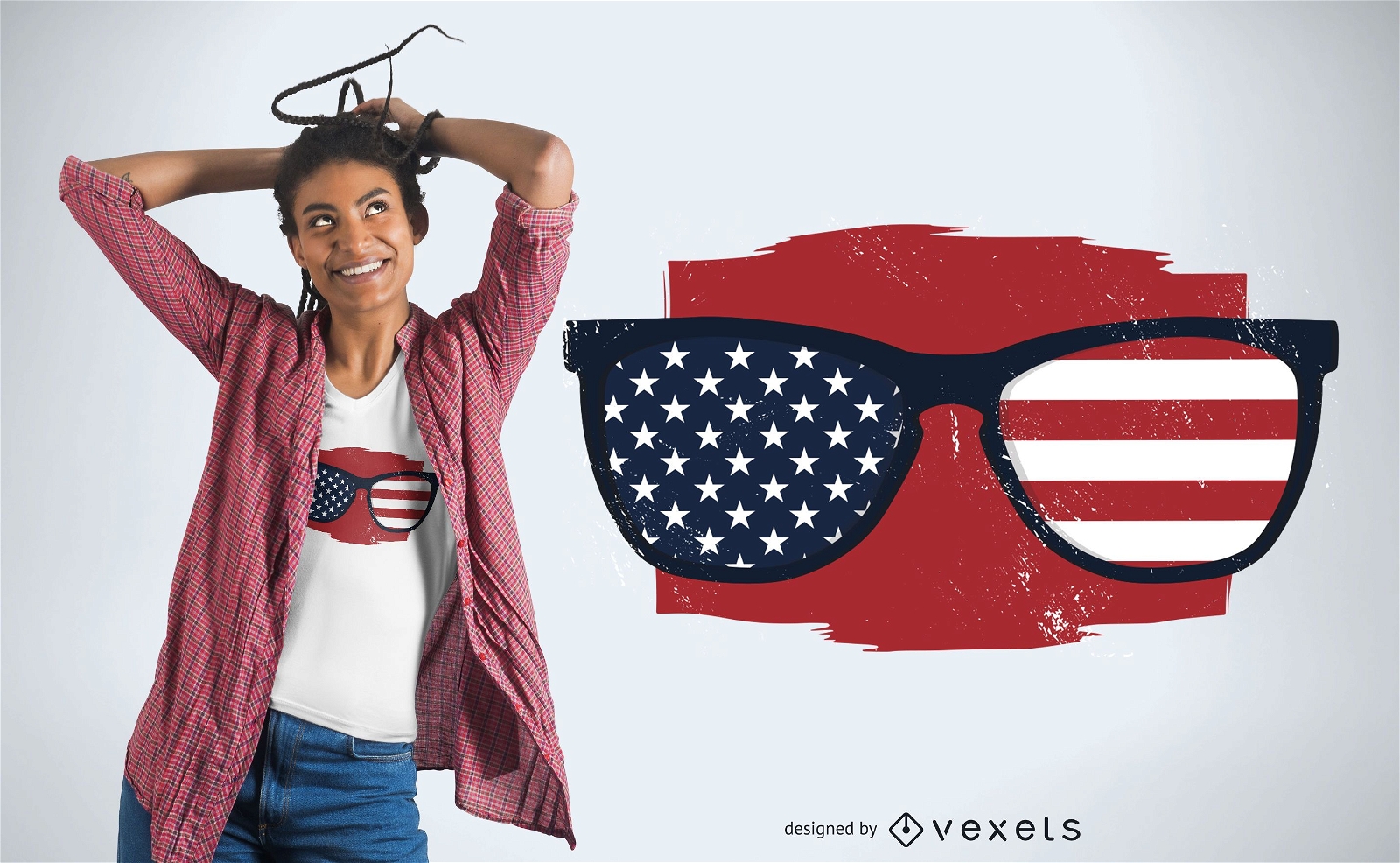 Design de camisetas com óculos de sol dos EUA