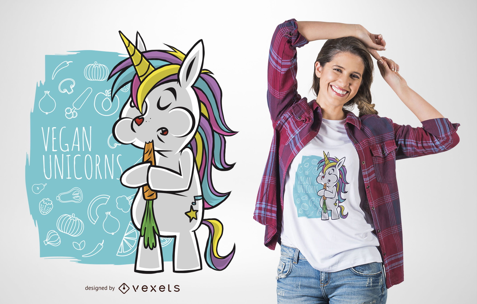 Diseño de camiseta de unicornio vegano