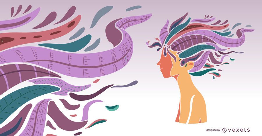 Ilustración abstracta de arte de cabello de naturaleza Ilustración abstracta de arte de cabello de naturaleza
