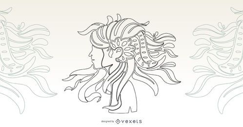 Künstlerisches Haar-Mädchen-Strich-Vektor-Design