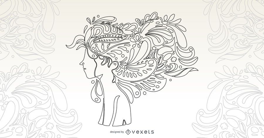 Girl Flower Hair Vector Design Girl Flower Hair Vector Design
