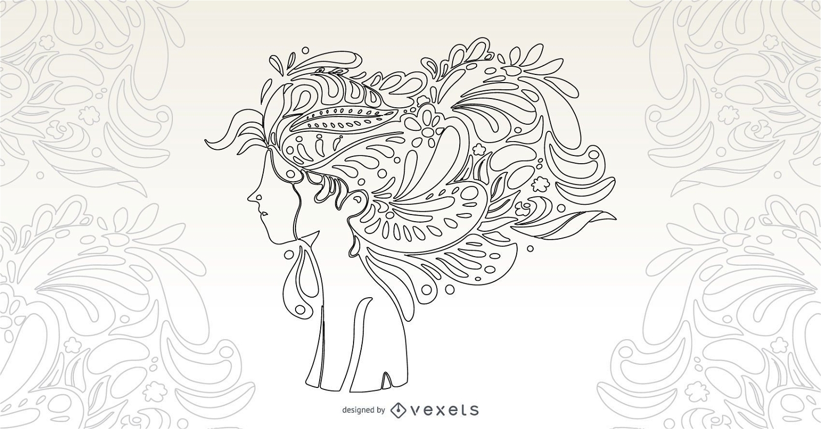 Mädchen-Blumen-Haar-Vektor-Design