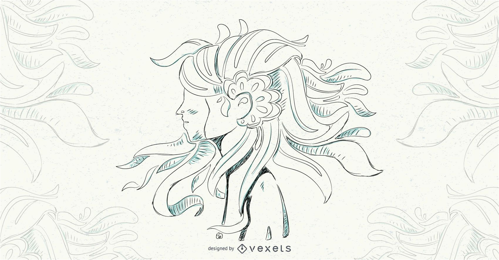 Ilustração em vetor cabelo floral feminino