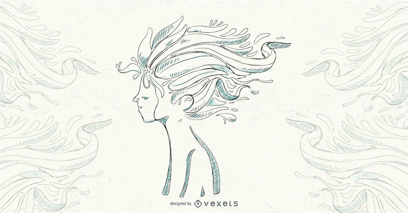 Boy Floral Hair Vector Illustration