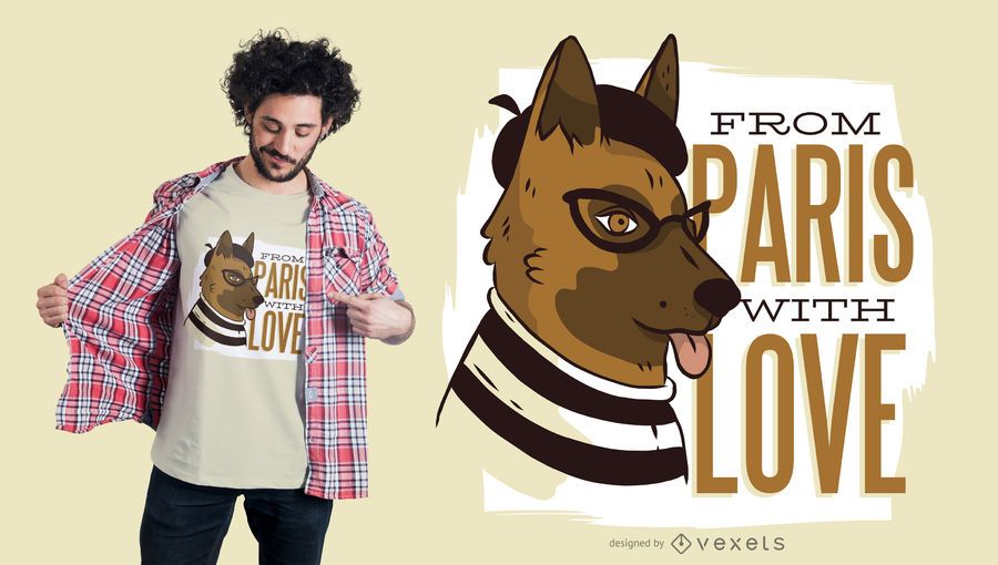Diseño de camiseta de perro de París Diseño de camiseta de perro de París