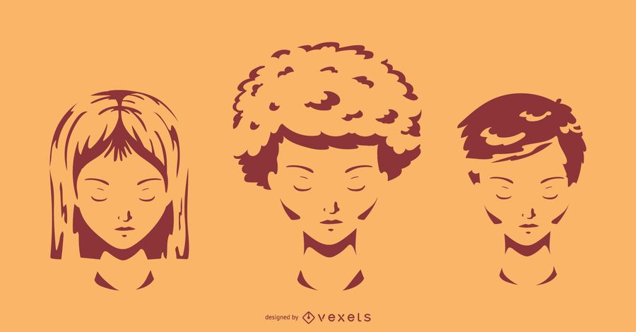 Estilos de pelo corto silueta conjunto Estilos de pelo corto silueta conjunto