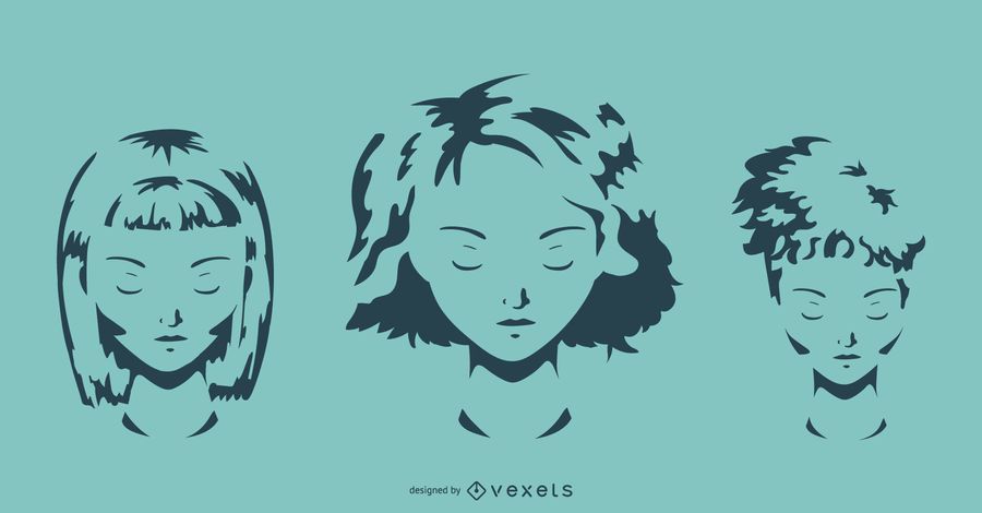 Girl Hairstyle Vector Set Girl Hairstyle Vector Set