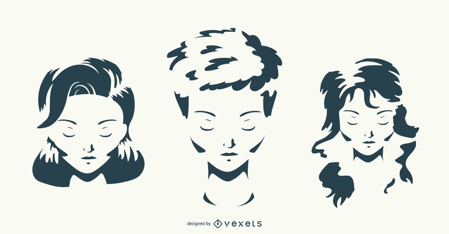 Woman Hairstyle Vector Set Woman Hairstyle Vector Set
