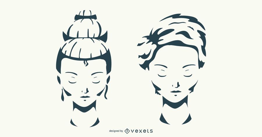 Woman Hairdo Vector Set Woman Hairdo Vector Set