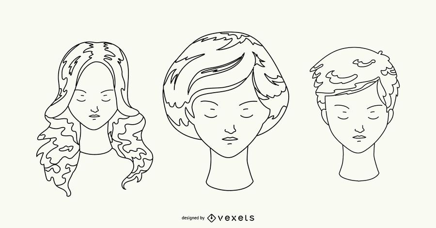 Conjunto de estilo de pelo de las mujeres Conjunto de estilo de pelo de las mujeres