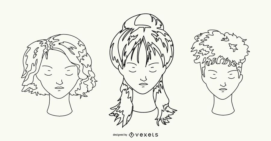 Hairstyle Hand Drawn Set Hairstyle Hand Drawn Set