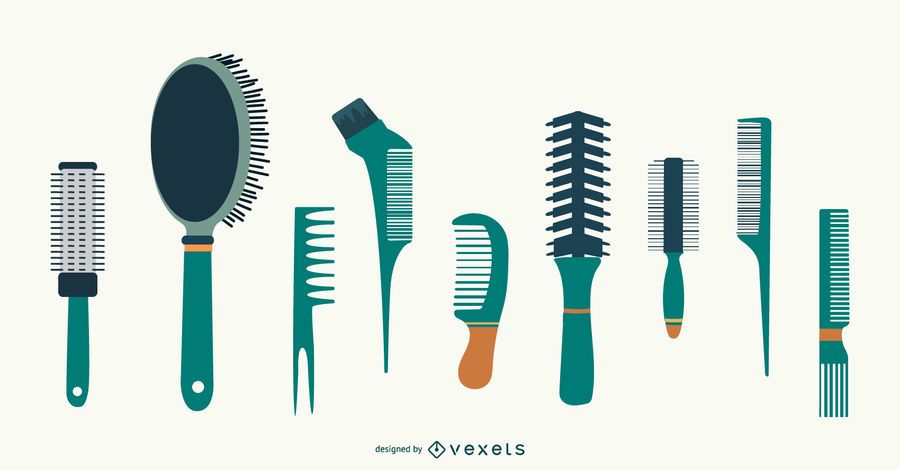 Conjunto de vetores de pentes de cabelo Conjunto de vetores de pentes de cabelo