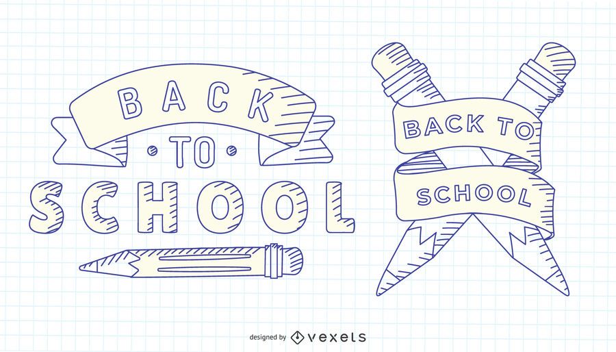 Back to school hand drawn label set Back to school hand drawn label set