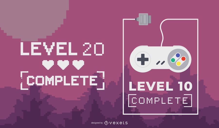 Game Level Complete Lettering Design Vector Download