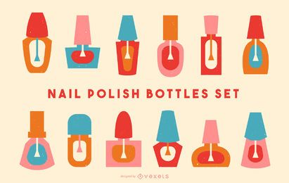 Nail Polish Bottles Vector Set Nail Polish Bottles Vector Set