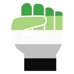 Aromantic agender mano dedo puño raya plana Diseño PNG