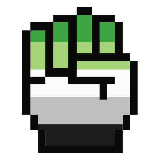 Aromantic agender hand finger fist stripe pixel flat PNG Design