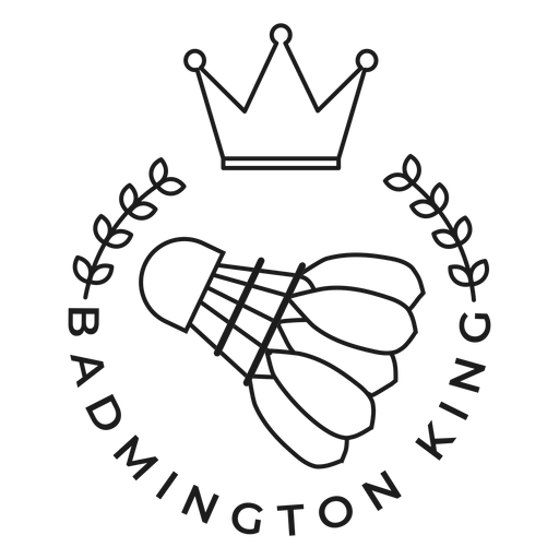 Badmington king shuttlecock crown branch badge stroke PNG Design