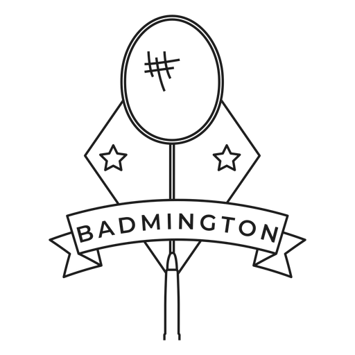 Badmington racket star rhomb badge stroke PNG Design