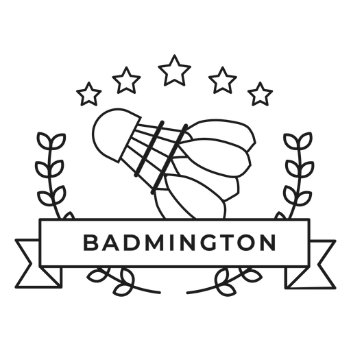 Badmington shuttlecock branch badge stroke PNG Design