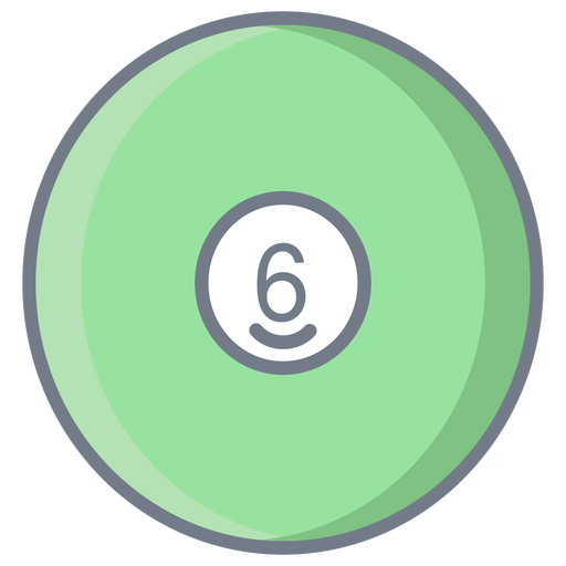 Bola seis círculo plano Diseño PNG