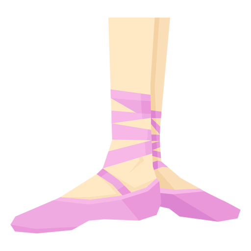 Ballet pointe shoe ribbon ankle foot leg flat PNG Design