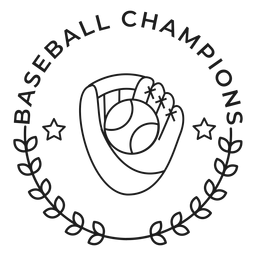 Bola de campeões de beisebol com distintivo de estrela de bola Desenho PNG